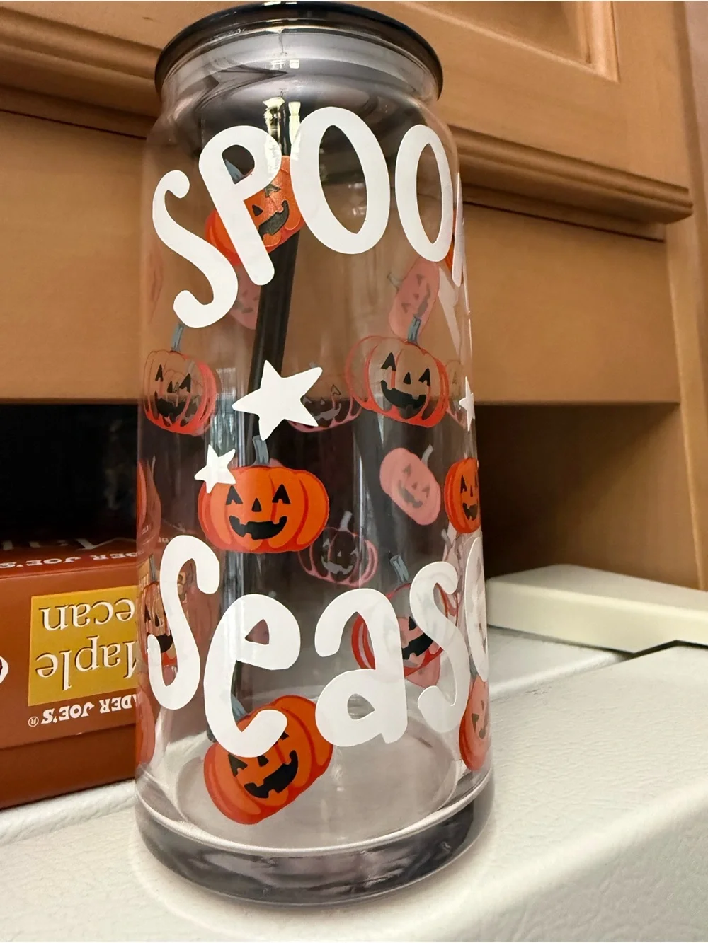 Halloween Pumpkin 'Spooky Season' Clear Tumbler 20oz - Orange